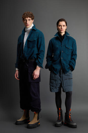 Checked Overshirt in Pure Cashmere by Todd Snyder Blue photo 1 | Woolrich