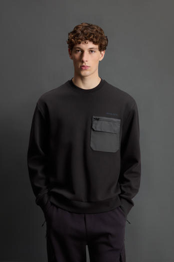 Crewneck Sweatshirt in Cotton Interlock and Nylon Blend by Todd Snyder Black photo 1 | Woolrich