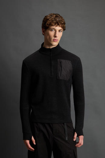 Knit Sweatshirt in Italian Pure Virgin Wool by Todd Snyder Black photo 1 | Woolrich