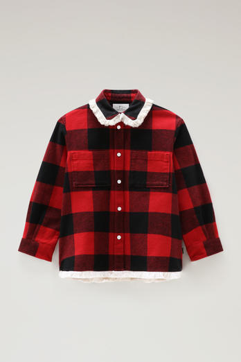 Girls' Flannel Buffalo Check Overshirt with Fringe Red photo 1 | Woolrich