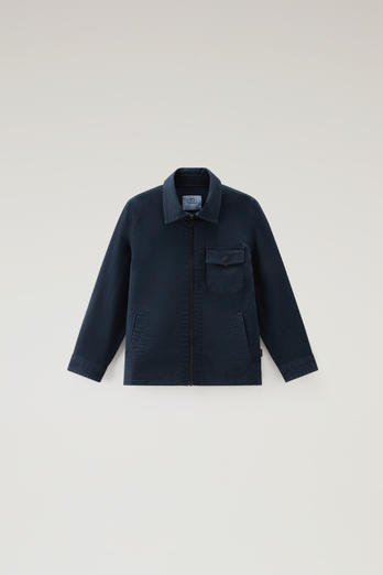 Boys' Garment Dyed Stretch Cotton Overshirt Blue photo 1 | Woolrich