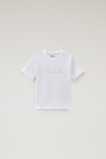Boys' Pure Cotton T-Shirt with Embroidery White photo 1 | Woolrich