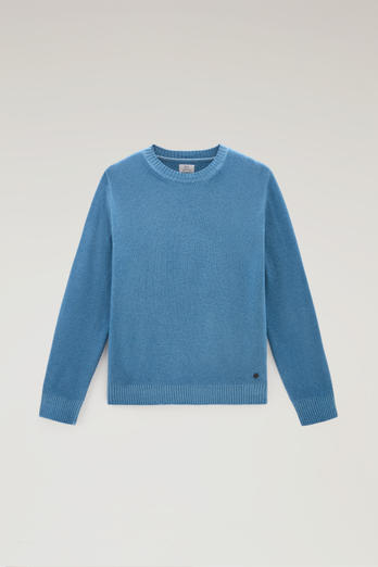 Garment-dyed Crewneck in Pure Virgin Wool Blue photo 1 | Woolrich
