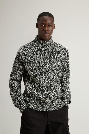 Wool-Blend Mouliné Turtleneck Sweater Black photo 1 | Woolrich