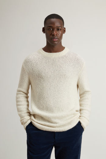 Cotton-, Alpaca and Wool-Blend Crewneck Sweater White photo 1 | Woolrich