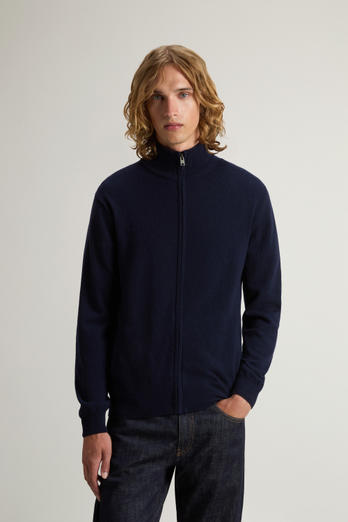 Pure Lambswool Turtleneck Sweater with Zipper Blue photo 1 | Woolrich