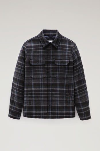 Alaskan Padded Check Overshirt in Recycled Italian Wool Blend Blue photo 1 | Woolrich