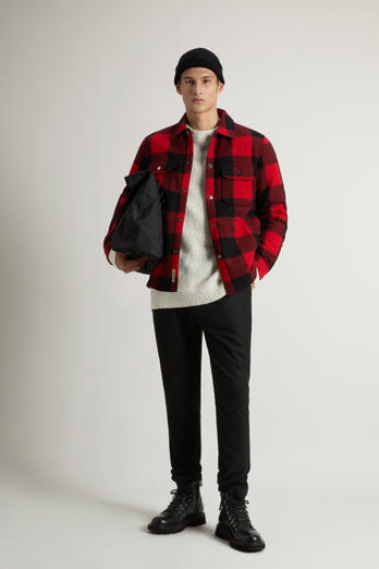 Alaskan Check Overshirt in Recycled Italian Wool Blend Red photo 1 | Woolrich