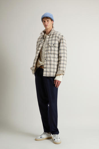 Alaskan Check Overshirt in Recycled Italian Wool Blend Beige photo 1 | Woolrich