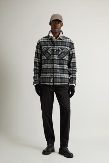 Wool-Blend Overshirt with Checked Pattern Gray photo 1 | Woolrich