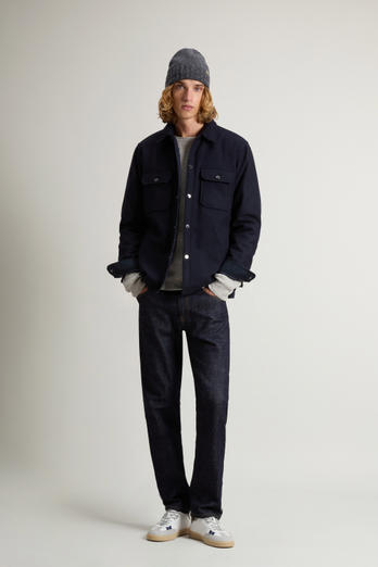 Alaskan Overshirt in Recycled Melton Italian Wool Blend Blue photo 1 | Woolrich
