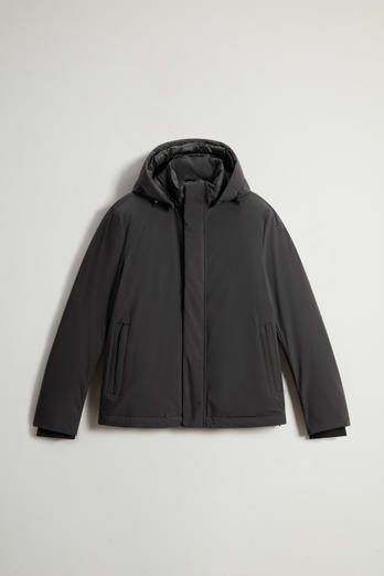 Stretch Nylon Jacket with Padding and Removable Hood Black photo 1 | Woolrich