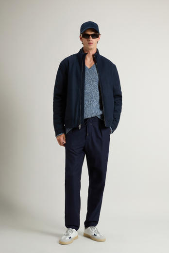 Lewis Bomber Jacket in Wool and Cotton Blend Blue photo 1 | Woolrich