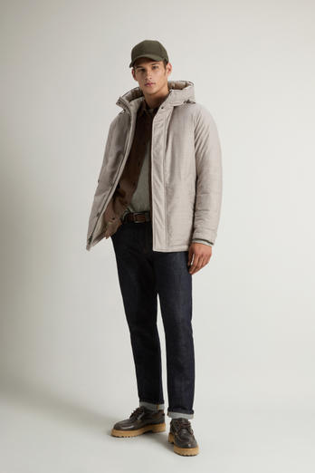 Short Parka in Wool-Silk Blend Gray photo 1 | Woolrich