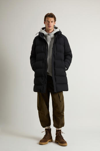Long Down Jacket in Stretch Nylon with Matte Finish Black photo 1 | Woolrich
