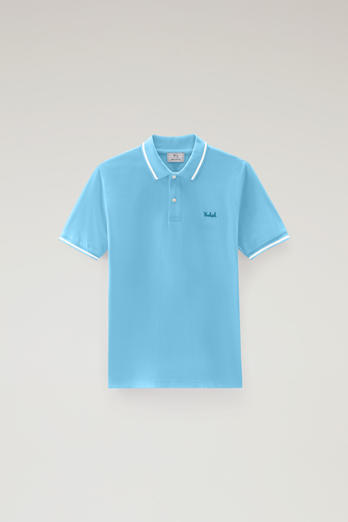 Monterey Polo Shirt in Stretch Cotton Piquet with Striped Edges Blue photo 1 | Woolrich