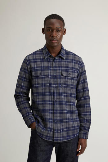 Pure Cotton Flannel Checked Shirt Blue photo 1 | Woolrich