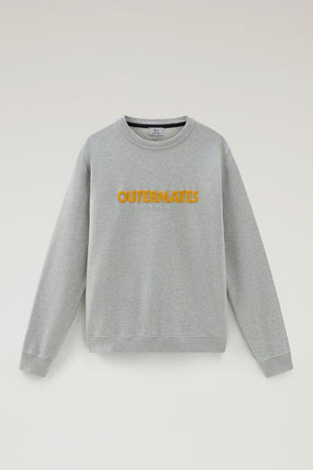 Pure Cotton Crewneck Sweatshirt with Embossed Print Gray photo 1 | Woolrich