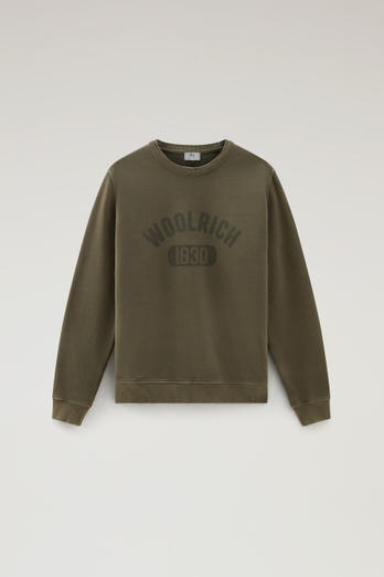 Garment-Dyed 1830 Crewneck Sweatshirt in Pure Cotton Green photo 1 | Woolrich