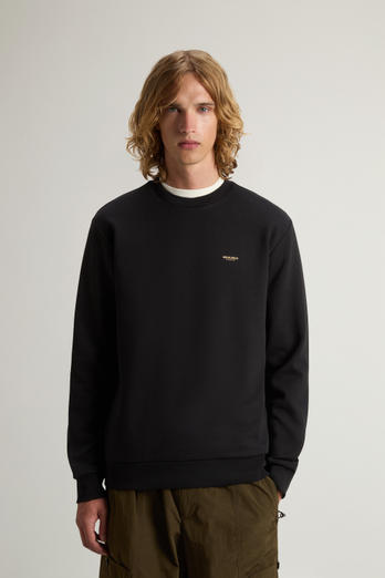 Crewneck Sweatshirt in Cotton-Blend Interlock with Logo Black photo 1 | Woolrich
