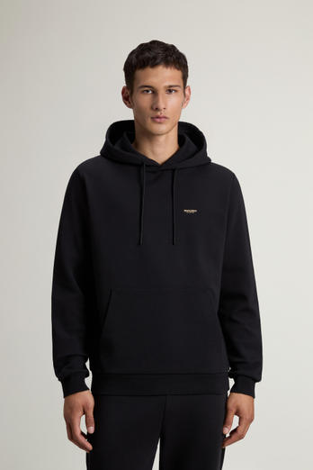 Hooded Sweatshirt in Cotton-Blend Interlock Black photo 1 | Woolrich