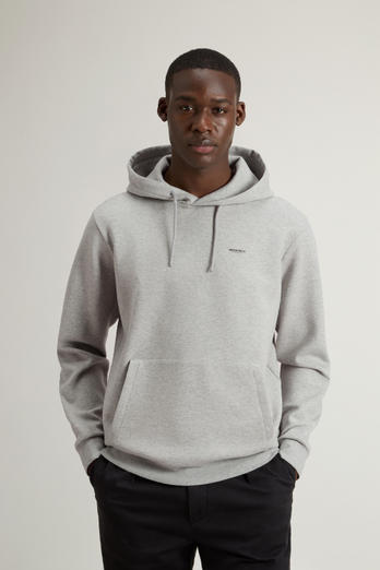 Hooded Sweatshirt in Cotton-Blend Interlock Gray photo 1 | Woolrich
