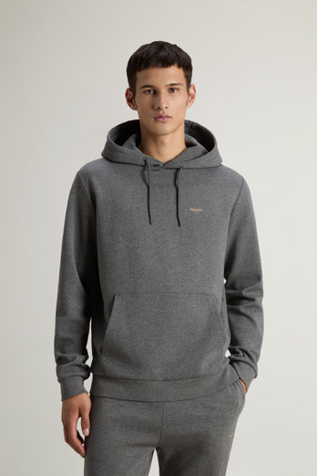 Hooded Sweatshirt in Cotton-Blend Interlock Gray photo 1 | Woolrich