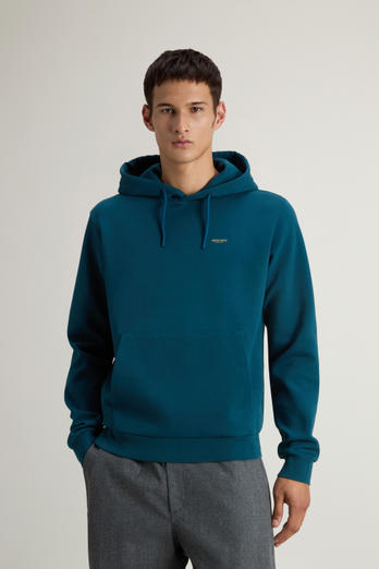 Hooded Sweatshirt in Cotton-Blend Interlock Blue photo 1 | Woolrich