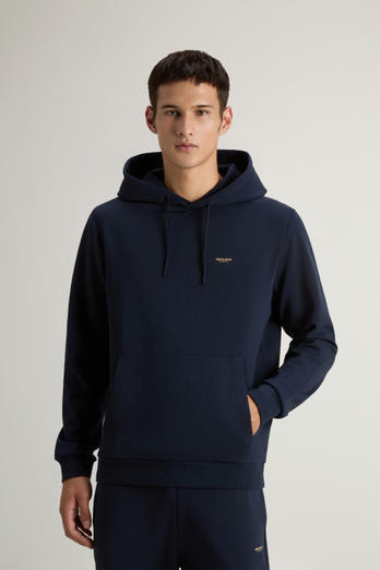 Hooded Sweatshirt in Cotton-Blend Interlock Blue photo 1 | Woolrich