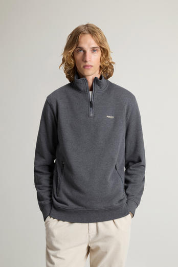 Hybrid Pure Cotton and Nylon Turtleneck Sweatshirt Gray photo 1 | Woolrich