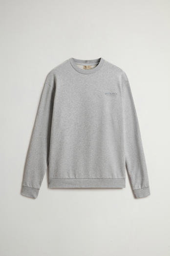 Crewneck Sweatshirt in Pure Cotton with Macro Logo on the Back Gray photo 1 | Woolrich