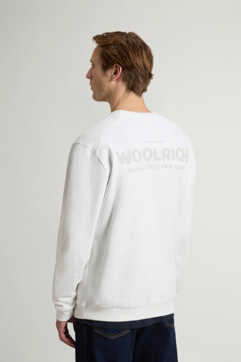 Crewneck Sweatshirt in Pure Cotton with Macro Logo on the Back White photo 1 | Woolrich