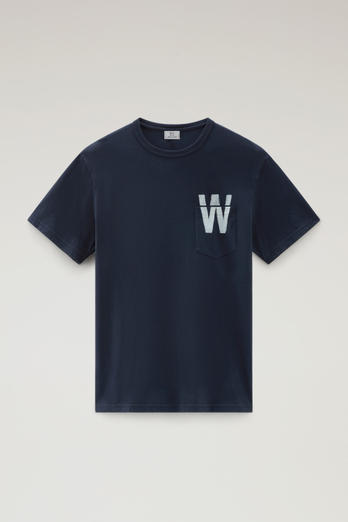 Pure Cotton T-Shirt with Chest Pocket Blue photo 1 | Woolrich