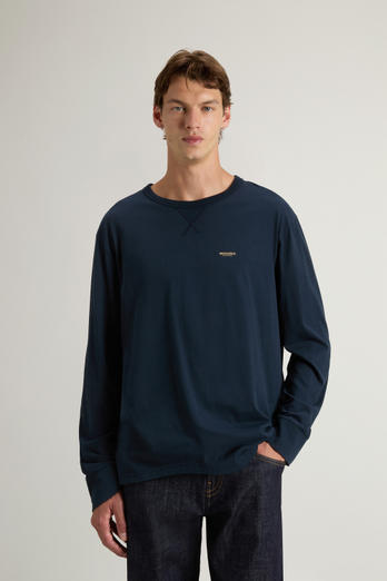 Long-Sleeve T-shirt in Pure Cotton Blue photo 1 | Woolrich