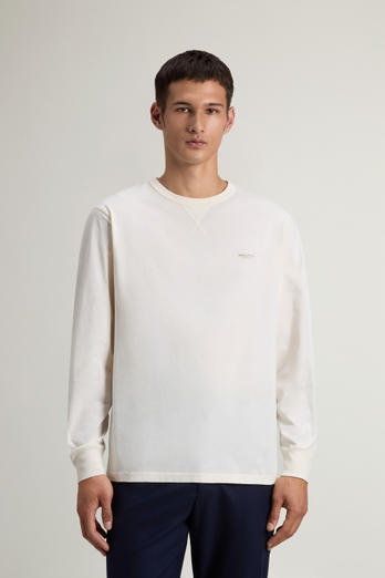 Long-Sleeve T-shirt in Pure Cotton White photo 1 | Woolrich