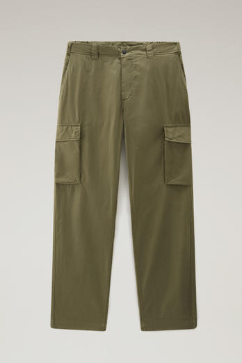 Garment-Dyed Cargo Pants in Pure Cotton Gabardine Green photo 1 | Woolrich