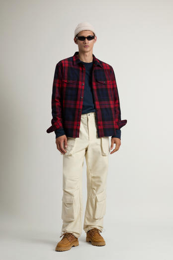 Wool Blend Oxbow Flannel Overshirt - Made in USA Red photo 1 | Woolrich