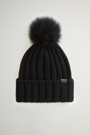 Merino Virgin Wool Beanie with Removable Cashmere Pompom Black photo 1 | Woolrich