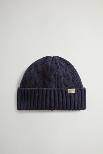 Cable-Knit Pure Wool Beanie Blue photo 1 | Woolrich