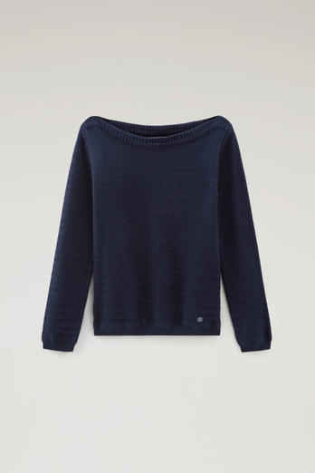 Pure Cotton Sweater with Boat Neckline Blue photo 1 | Woolrich