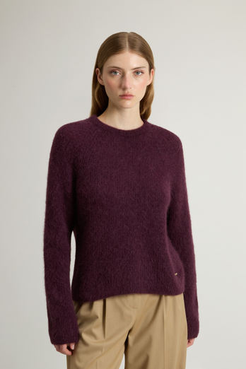 Garment-Dyed Crewneck Sweater in Alpaca and Wool Blend Burgundy photo 1 | Woolrich