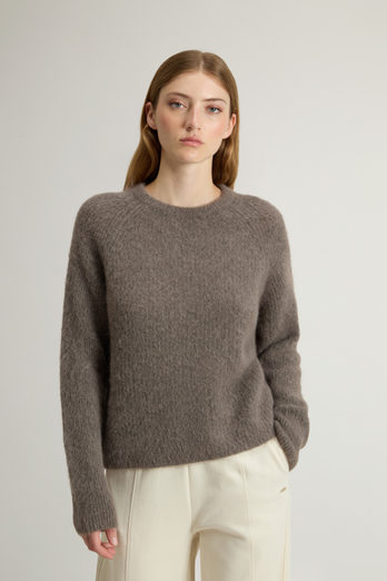 Garment-Dyed Crewneck Sweater in Alpaca and Wool Blend Gray photo 1 | Woolrich