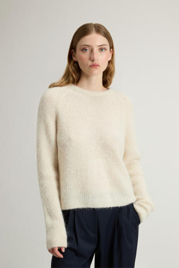 Garment-Dyed Crewneck Sweater in Alpaca and Wool Blend White photo 1 | Woolrich