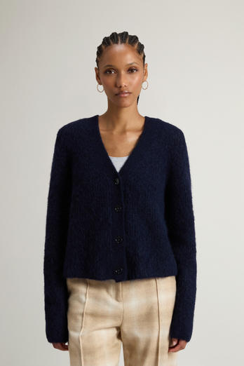 Garment-Dyed Cardigan in Alpaca and Wool Blend Blue photo 1 | Woolrich