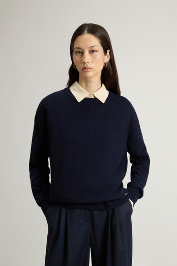 Crewneck Sweater in Virgin Wool and Cashmere Blend Blue photo 1 | Woolrich