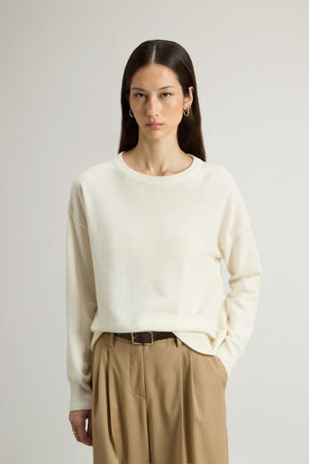 Crewneck Sweater in Virgin Wool and Cashmere Blend White photo 1 | Woolrich
