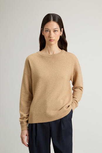 Crewneck Sweater in Virgin Wool and Cashmere Blend Beige photo 1 | Woolrich