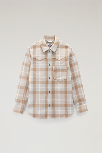 Western Check Overshirt in Wool Blend Flannel Brown photo 1 | Woolrich