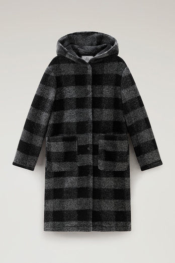 Gentry Long Check Coat with Hood Gray photo 1 | Woolrich