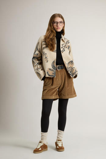 Overshirt in Italian Wool-Blend with Floral Pattern Beige photo 1 | Woolrich